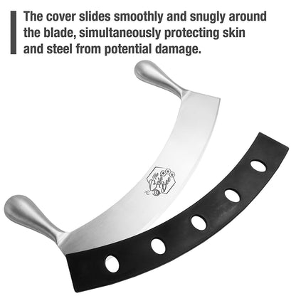 12" Stainless Steel Mezzaluna Knife & Cover + FREE Stainless Steel Soap Odor Remover & Neutralizer