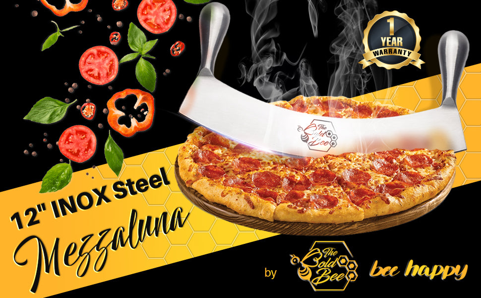 12" Stainless Steel Mezzaluna Knife & Cover + FREE Stainless Steel Soap Odor Remover & Neutralizer