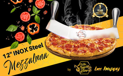 12" Stainless Steel Mezzaluna Knife & Cover + FREE Stainless Steel Soap Odor Remover & Neutralizer